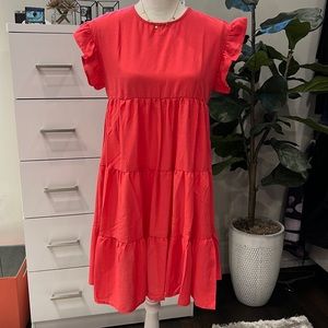 Petal and Pup Tiered Dress-coral